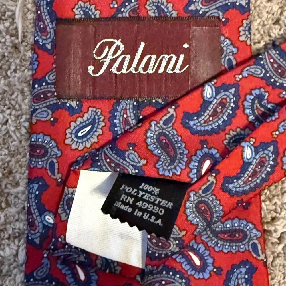 Palani Mens Red Paisley Necktie‎ Blue White Classic Formal Business Tie USA Made